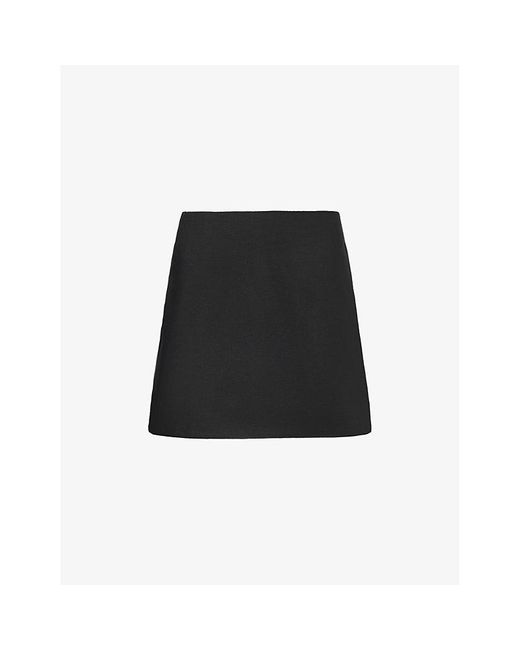 Reformation Black Veranda Mid-rise Linen Mini Skirt