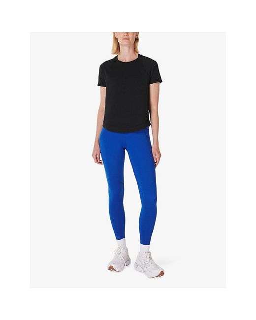 Sweaty Betty Blue Breathe Easy Running Short-Sleeve Stretch-Woven T-Shirt
