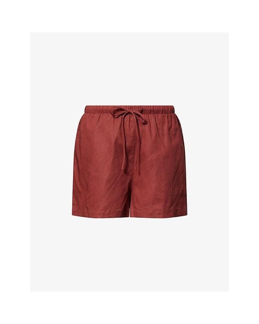 Dissh Women's Red Quinn Drawstring Linen And Cotton Shorts