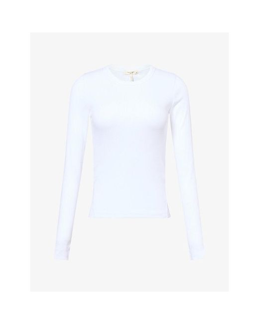 Rag & Bone White The Essential Ribbed Stretch-Cotton T-Shirt