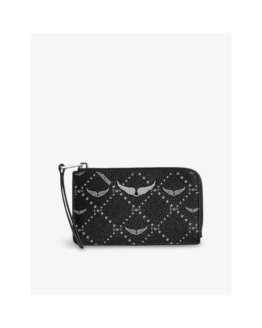 Zadig & Voltaire Black Zv Brand-Plaque Coated-Canvas Card Holder