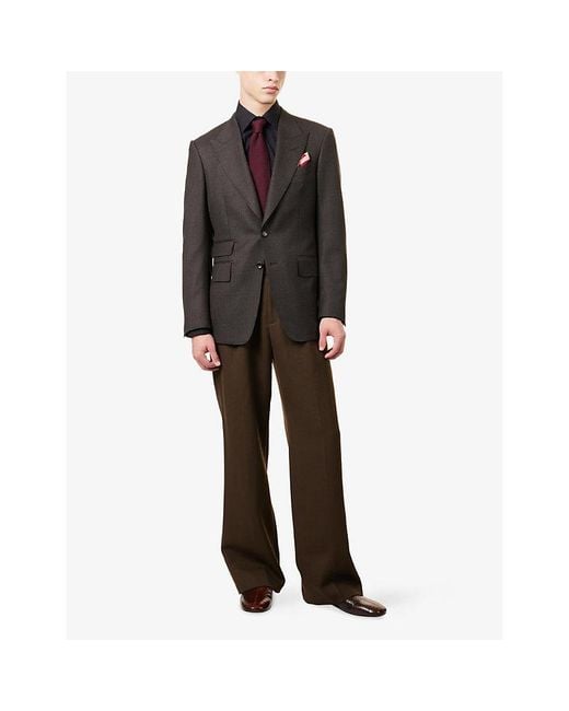 Tom Ford Black Shelton Single-Breasted Checked Wool Jacket for men