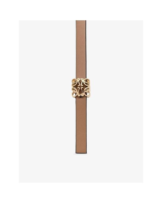 Loewe White Anagram Branded-Buckle Leather Belt