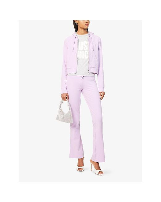 Juicy Couture Purple Oola Rhinestone-Branding Stretch-Woven Hoody