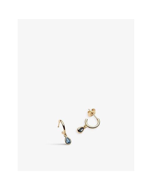 La Maison Du Couturier White With Love Darling #6 Water Drop 14Ct-Plated Vermeil 925 Sterling And Cubic Zirconia Hoop Earrings