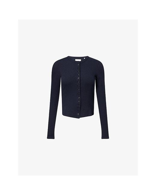Citizens of Humanity Blue Kari Soft-Rib Cotton-Blend Cardigan