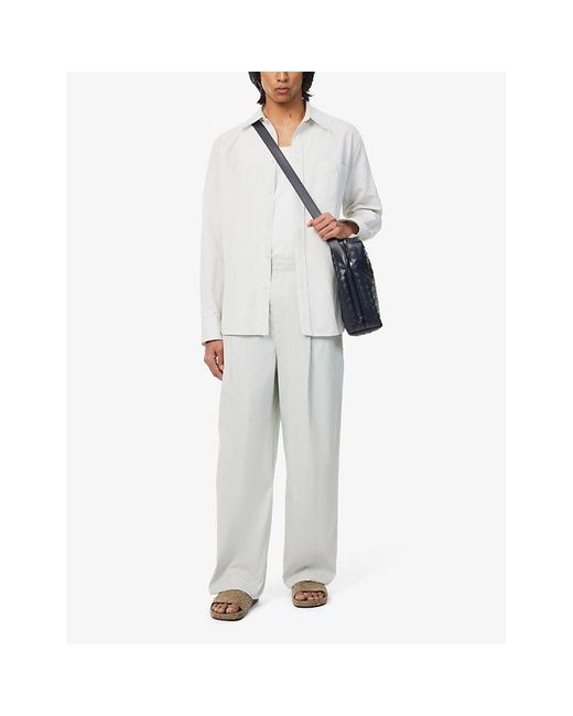 Bottega Veneta White Wide-leg High-rise Cotton And Silk-blend Trousers for men