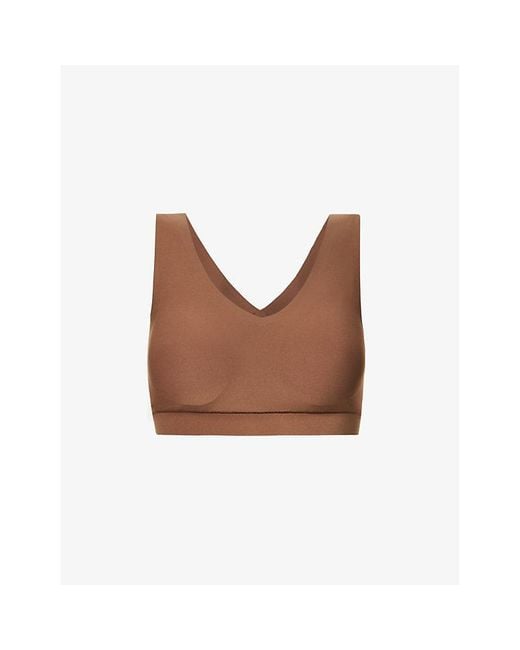 Chantelle Brown Soft Stretch Smooth V-Neck Crop Top