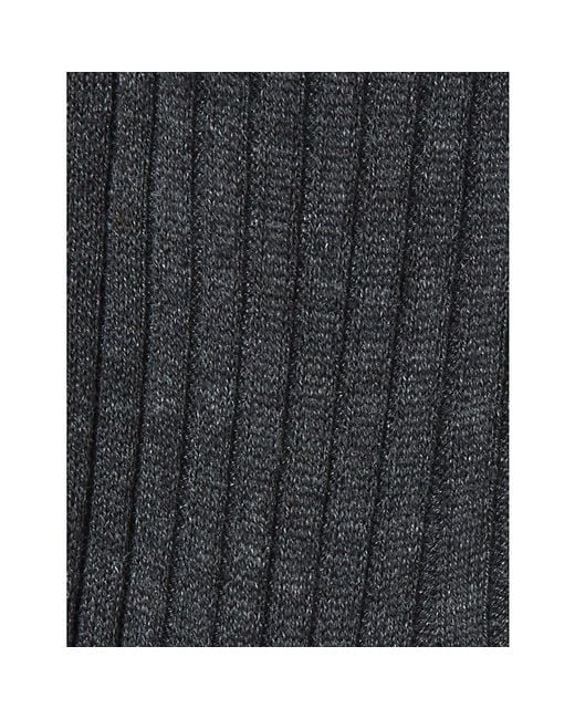 Pantherella Black Short Ribbed Cotton Socks for men