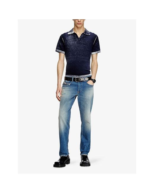 DIESEL Blue 2023 D-Finitive Regular-Fit Tapered-Leg Stretch-Denim Jeans for men