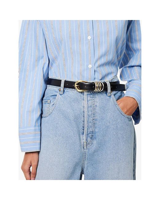 DEHANCHE Black Hollyhock Mixed Metal Leather Belt