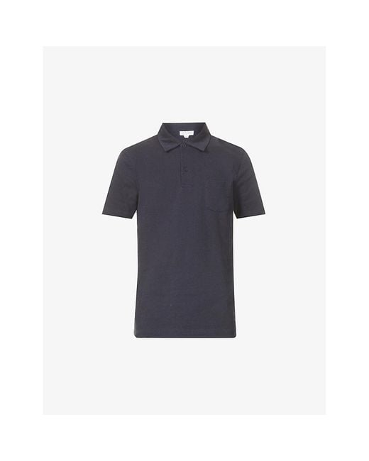 Sunspel Blue Riviera Cotton-Piqué Polo Shirt for men