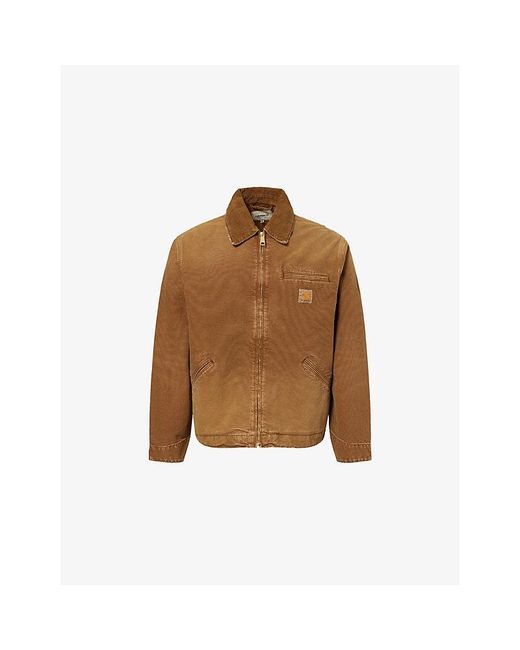 Carhartt Brown Og Detroit Brand-Logo Cotton Jacket for men