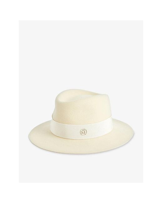 Maison Michel Natural Andre Brand-plaque Wool Hat