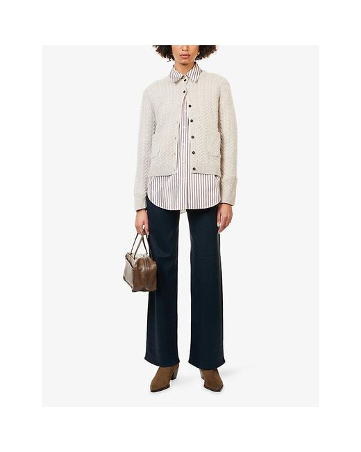 PAIGE Blue Sasha Wide-Leg Coated Stretch-Denim Jeans