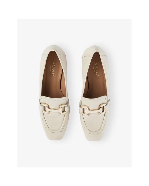 L.K.Bennett White Luca Snaffle-Embellished Heeled Leather Courts