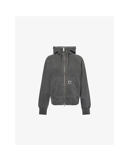 Carhartt Gray Torion Logo-Embroidered Cotton Hoody