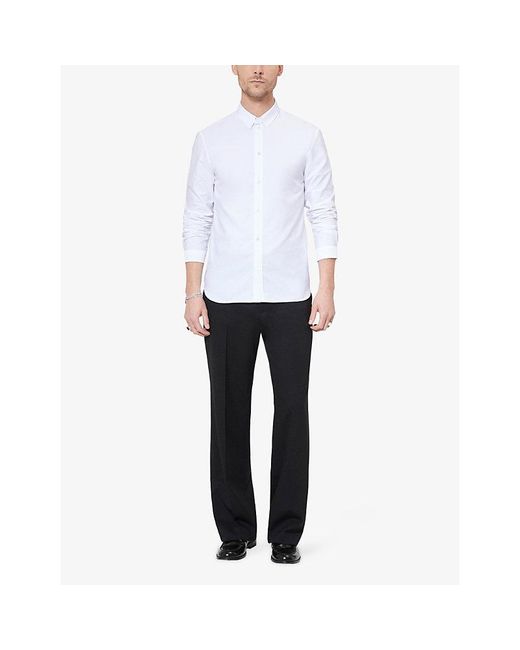 The Kooples White Strap-Detail Slim-Fit Cotton Shirt for men