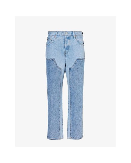 Levi's Blue 501 90's Patchwork Straight-leg Mid-rise Jeans