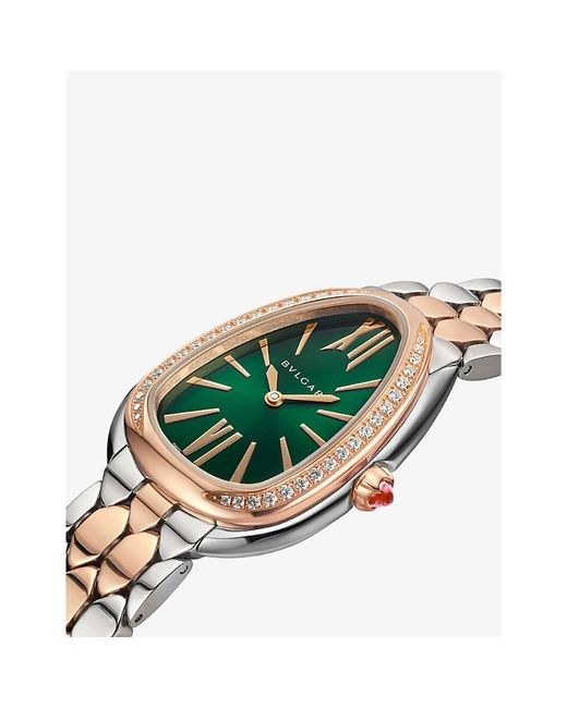 BVLGARI White Sp33C4Spgspgd Serpenti Seduttori 18Ct Rose-, Stainless-Steel And 0.39Ct Brilliant-Cut Diamond Quartz Watch