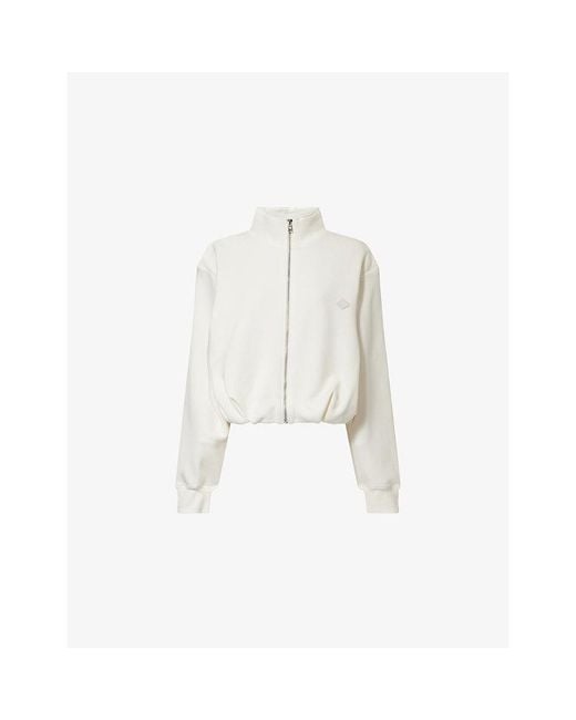 The Couture Club White Funnel-Neck Balloon-Hem Cotton Jacket