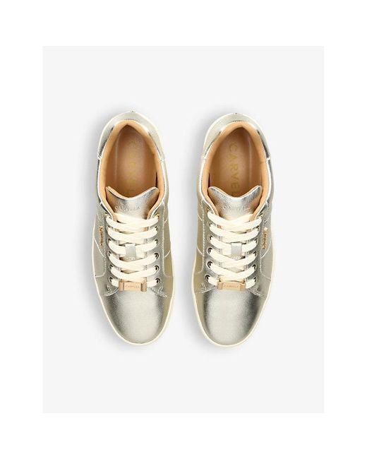 Carvela Kurt Geiger Natural Connected Metallic-leather Low-top Trainers