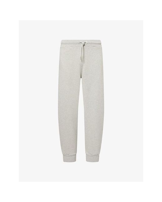 AMI Gray Embroidered Ami De Coeur Cotton-Jersey Jogging Bottoms for men