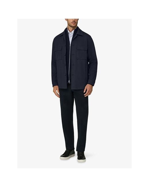 Boggi Blue Collared Zip-Up Stretch-Cotton Jacket for men