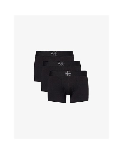 Calvin Klein Black Archive Pack Of Three Stretch-Cotton Trunks for men