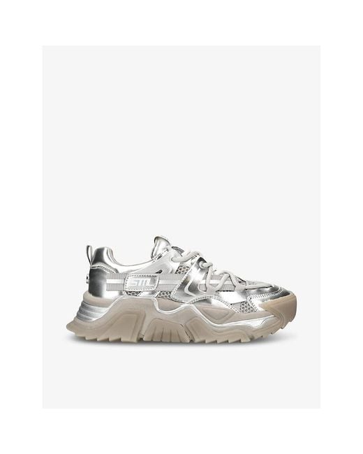 Steve Madden White Kingdom-e Chunky Faux-leather And Mesh Trainers