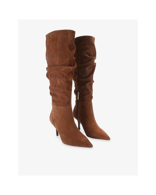 Carvela Kurt Geiger Brown Spirit Slouch Suede Heeled Knee-High Boots