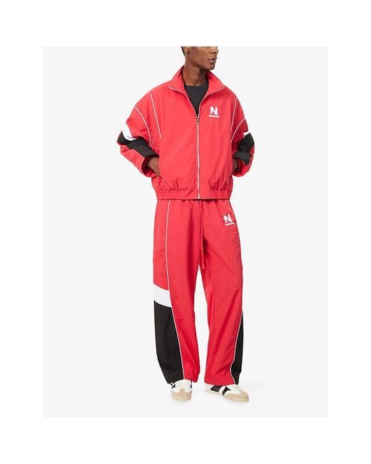 NAHMIAS Red Colour-Block Nylon Jogging Bottoms for men