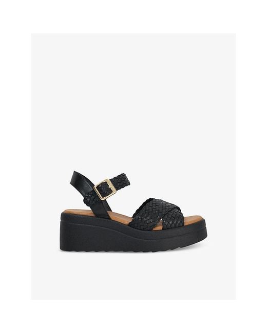 Dune Black Kinleys Braided-Leather Sandals