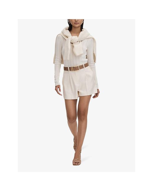 Reiss White Millie High-rise Tailored Woven Shorts