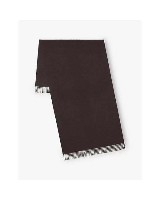 Mulberry Black Solid Logo-Embroidered Merino-Wool Scarf
