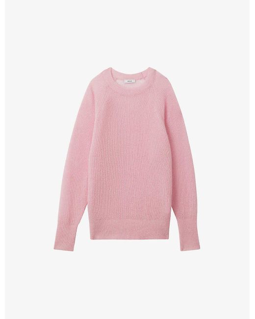 Reiss Pink Mae Oversized Knitted Jumper