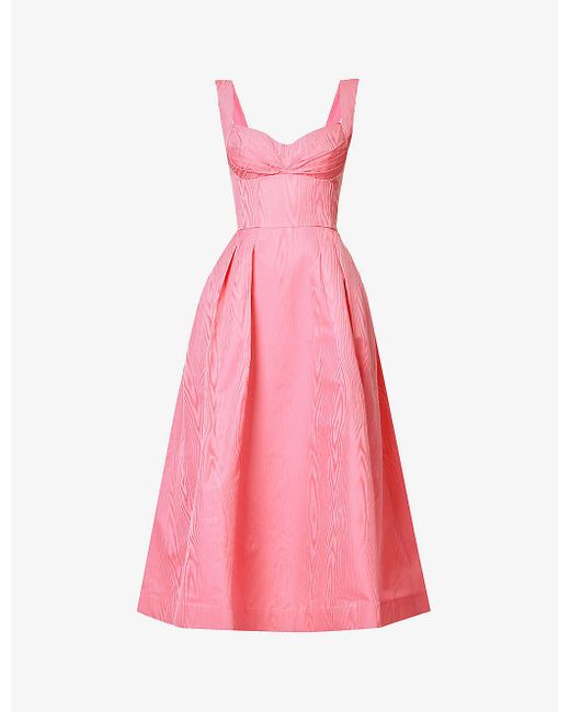 Rebecca Vallance Pink Carmelita Sweetheart-neckline Woven Midi Dress