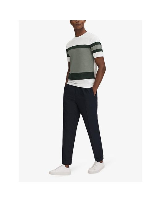 Reiss Green Auckland Slim-fit Striped Cotton T-shirt for men
