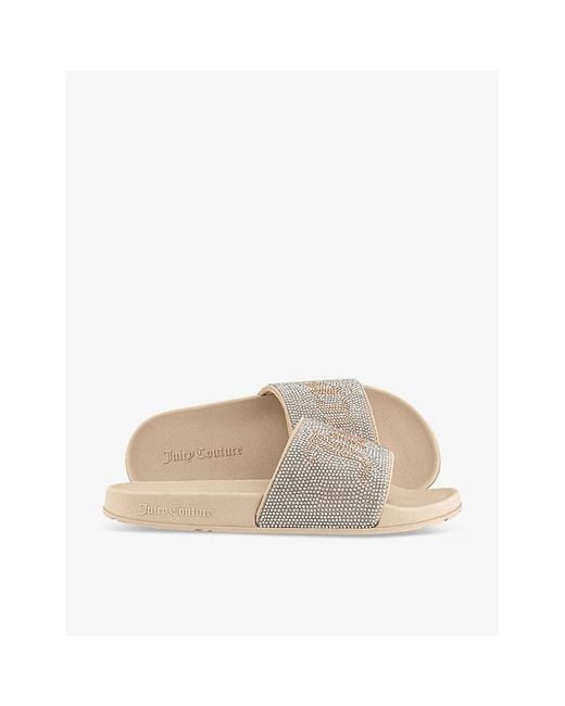 Juicy Couture Natural Donna Diamante-embellished Rubber Sliders