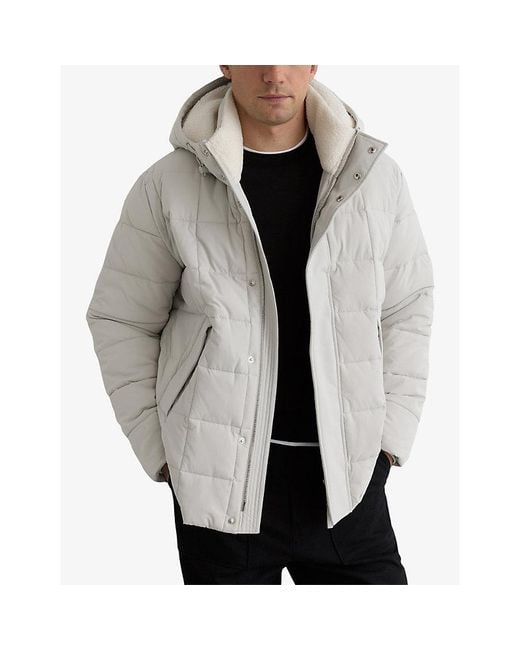 Reiss White Klause Borg-Lined Quilted Puffer Jacket for men