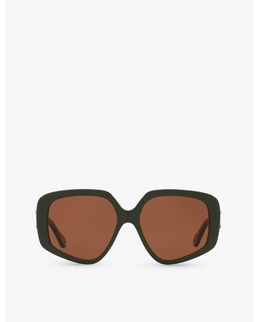 Chloé Brown Ch0204s Square-frame Acetate Sunglasses