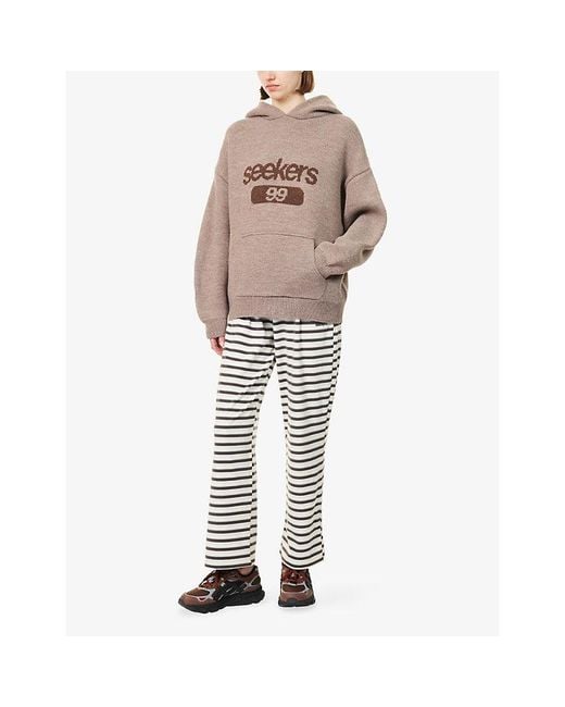 Sisters & Seekers Brown Seekers Logo-Print Knitted Hoody