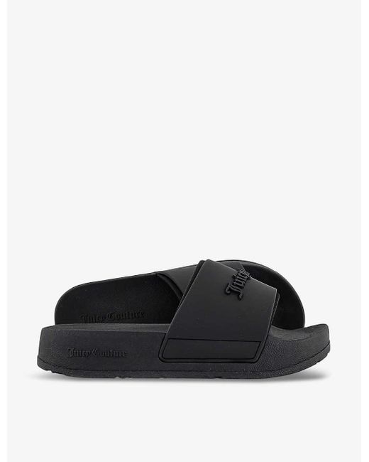 Juicy Couture Black Breanna Logo-embossed Rubber Sliders