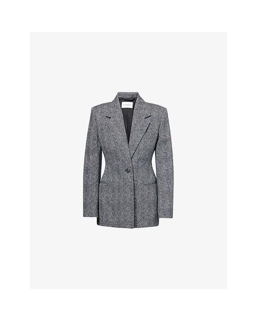 Givenchy Gray Herringbone-Print Notch-Lapels Cotton Jacket