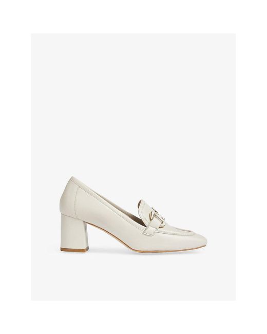 L.K.Bennett White Luca Snaffle-Embellished Heeled Leather Courts