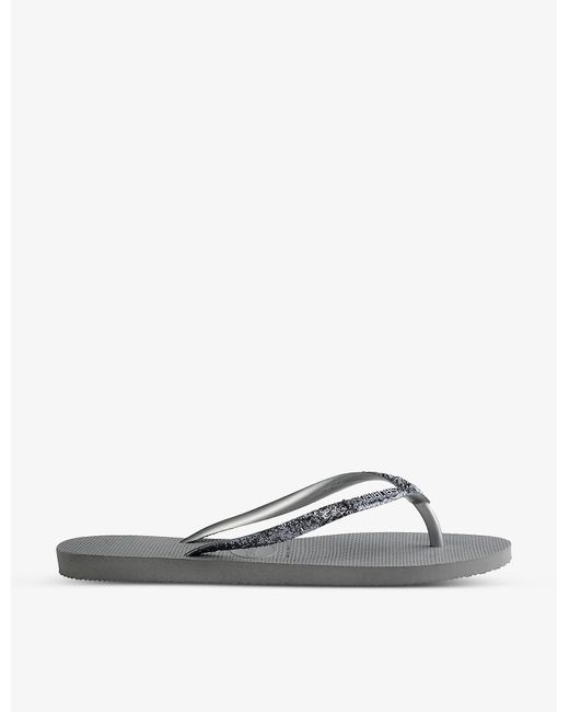 Havaianas Slim Glitter Ii Rubber Flip Flops in Steel Grey (Gray) | Lyst