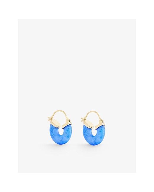 Anni Lu Blue Petit Swell 18ct Yellow Gold-plated Brass And Resin Earrings