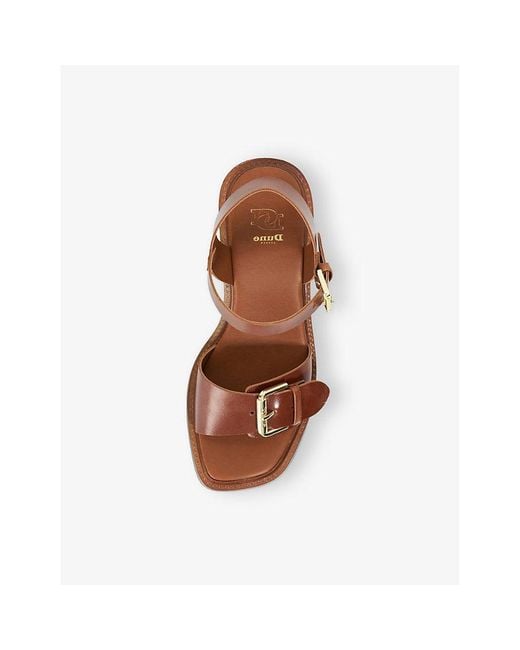 Dune Brown Jupiter Heeled Leather Sandals