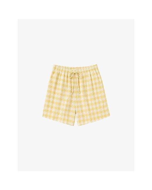 Ro&zo Natural Cheesecloth-Check Cotton And Linen-Blend Shorts