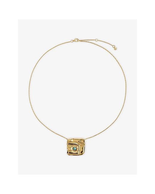 Monica Vinader Metallic Amaia Bold Gemstone 18Ct- Vermeil And Amazonite Chain Necklace